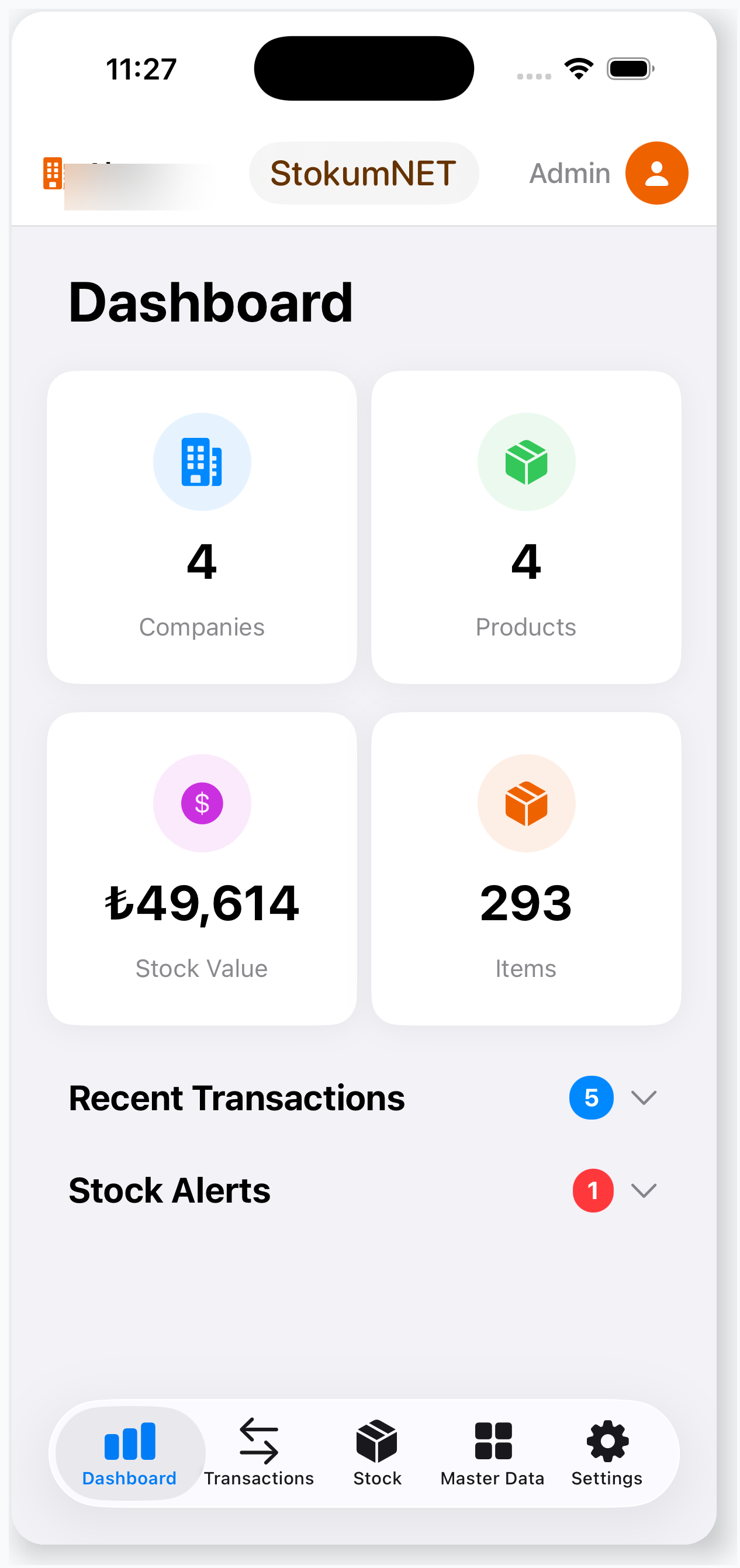 StokumNET iOS Dashboard
